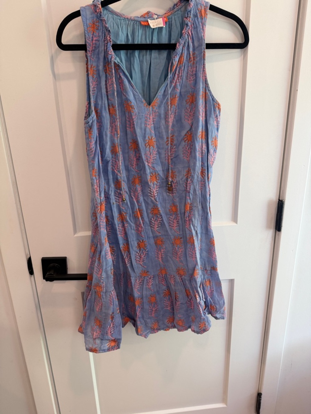 Oliphant Lavender Mini Dress with Orange Floral Motif